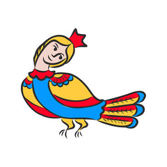 Sirin - illustration of the mythological half-woman half-bird that sings songs of paradise, bringing people happiness. the Sirin bird sketch vector illustration