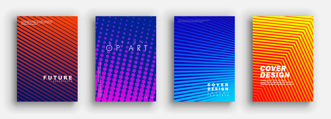 Minimal covers design. Colorful halftone gradients. Future geometric patterns. Vector template