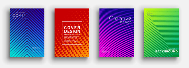 Minimal covers design. Colorful halftone gradients. Future geometric patterns. Vector template