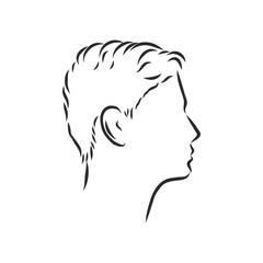 Outline side profile of a human male head. male profile vector sketch illustration