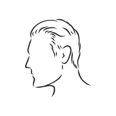 Outline side profile of a human male head. male profile vector sketch illustration