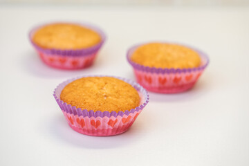 Homemade muffins for Valentine's Day. Photo 1: finished baked muffins before decorating.