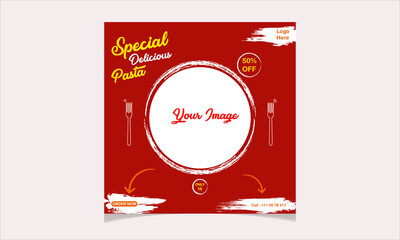Social Media post Design, Restaurant menu design. Vector menu brochure template for cafe, coffee house, restaurant, bar. Food and drinks logotype symbol design.
