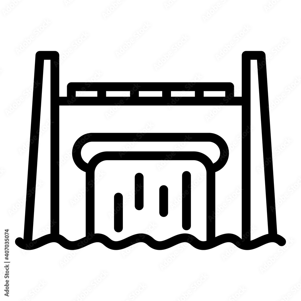 Poster hydro power station icon. outline hydro power station vector icon for web design isolated on white b