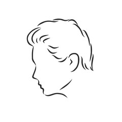 Outline side profile of a human male head. male profile vector sketch illustration