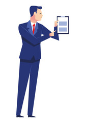 elegant businessman worker with checklist character