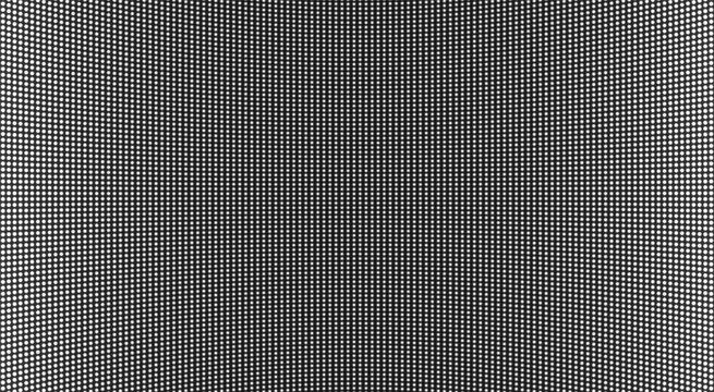 Led screen texture. Lcd display with dots. TV pixeled background. Analog digital monitor. Electronic diode effect. Monochrome television videowall. Projector grid template. Vector illustration.