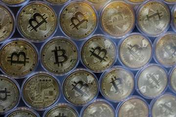 Bitcoin Shows On Screen. Close Up shot