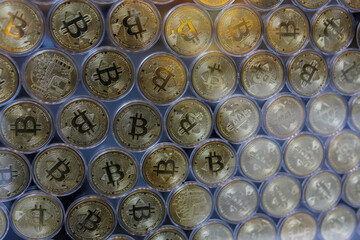 Bitcoin Shows On Screen. Close Up shot