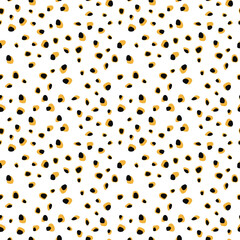 Trendy seamless pattern of yellow brown leopard spots for holiday wrapping paper, fabric, textile, bedding, bedspread. 