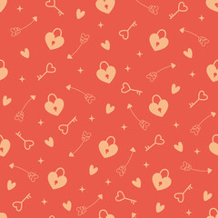 Minimalist seamless pattern in flat style for valentine's day