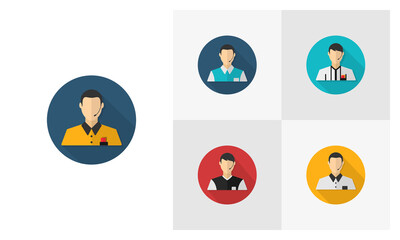 Fototapeta premium Set of Referee flat icon vector template, Soccer icon concepts, Creative design