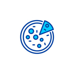 Pizza icon. Icon for cafe and restaurant in blue style.