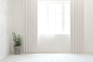 White empty room. Scandinavian interior design. 3D illustration