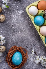 Fototapeta na wymiar Easter eggs in blue color