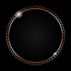 gold metal frame - round banner on dark background