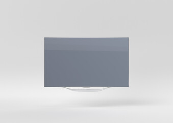 white tv floating on white background. minimal concept idea. 3D render.