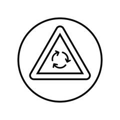 Roundabout road sign line icon