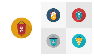 Set of Flag a football club flat icon vector template, Soccer icon concepts, Creative design
