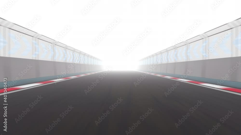 Poster going forward in the race track, 3d rendering.
