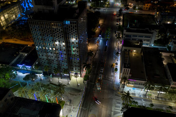 Night scene Miami Beach Lincoln Road
