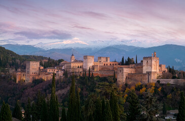 Fototapeta na wymiar View of Alhambra moorish castle.