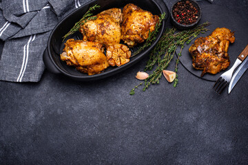 Grilled chicken thighs with garlic
