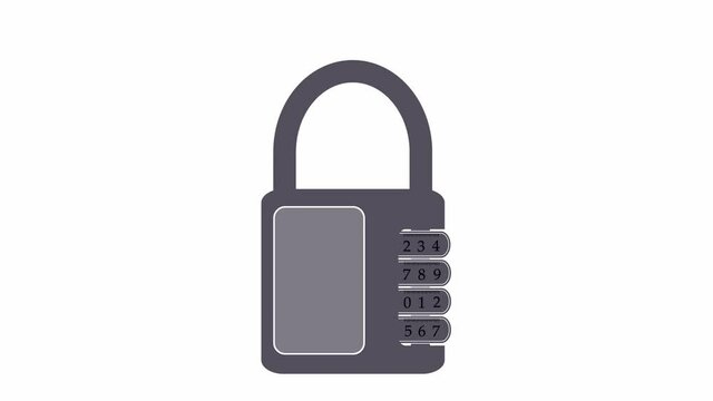 Animated lock with numbers on a white background.