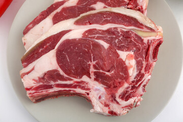 raw fresh entrecote meat ready to grill for the bbq
