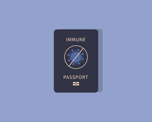 Covid-19 immune passport, vaccinated, negative result, vaccination certificate. Vector illustration flat style.