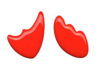 Blots of bright red nail polish isolated on white