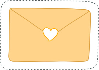 cute letter in envelope with heart. Hand drawn vector sticker.