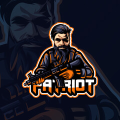 Vector Graphic of Esport Logo Design, with man and gun. Perfect to use for Logo Gaming