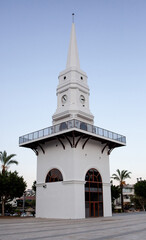 Clock Tower on town square in the center of Kemer, Antalya province, Turkey.