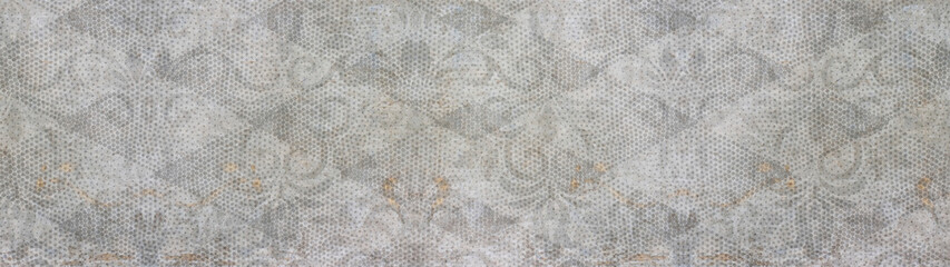 Old white gray grey rusty vintage worn shabby elegant floral leaves flower patchwork diamond rue...