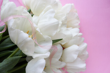 Obraz na płótnie Canvas spring flowers. large bouquet of white tulips