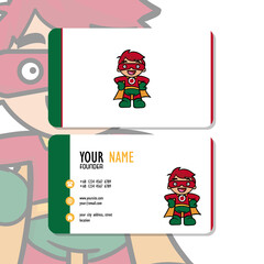 Vector Graphic of Business Card Design, with cute mascot super tomato logo