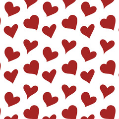 Fototapeta na wymiar Vector cute pattern with red hearts. Suitable for background and fabric print.