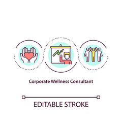 Corporate wellness consultant concept icon. Navigating wellness program development. Health promotions advisor idea thin line illustration. Vector isolated outline RGB color drawing. Editable stroke