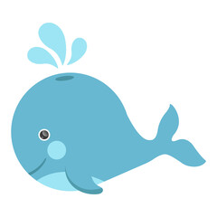 cute character blue whale illustration for children's books magazine posters banners