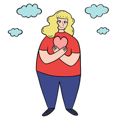 Valentine's Day hugging, cartoon romantic people in love. vector illustration