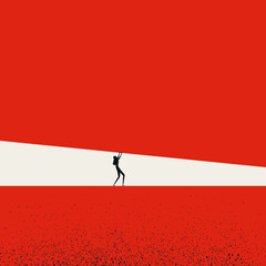 Business under pressure vector concept with businesswoman being crushed. Symbol of stress, lot of work.