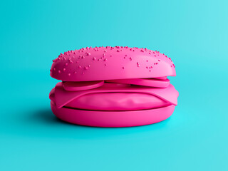 3D Illustration. Minimal concept of hamburger isolated with space for text for designers