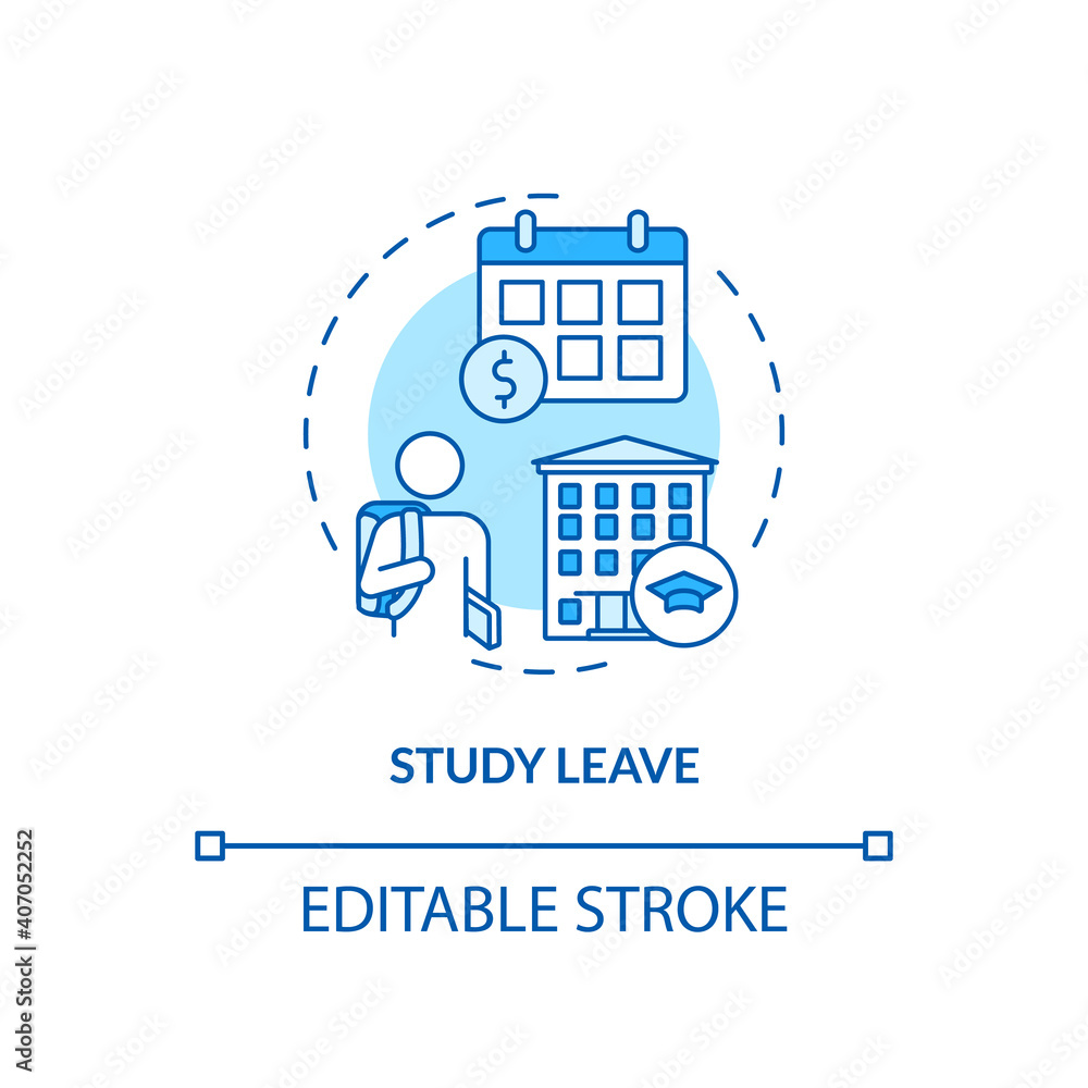 Poster study leave concept icon. paid leave idea thin line illustration. releasing from duties performance.