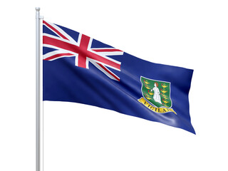British Virgin Islands (British overseas territory) flag waving on white background, close up, isolated. 3D render