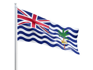 British Indian Ocean Territory (British overseas territory) flag waving on white background, close up, isolated. 3D render