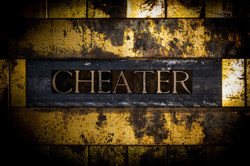 Cheater text with on vintage textured silver grunge copper and gold background