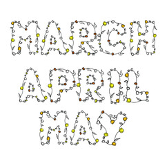 names of the spring months written in flowers