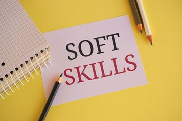 Soft Skills text writen on white paper. Business concept for personal attribute enable interact effectively with other people