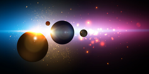 
Sunrise from space, outer space. Vector 10 eps.